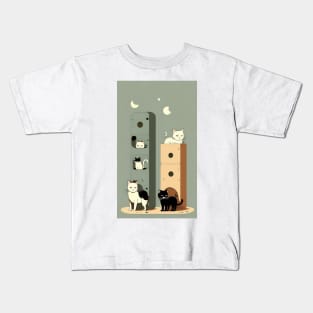 Whiskered Whispers: Abstract Interpretations of Feline Mystique Kids T-Shirt